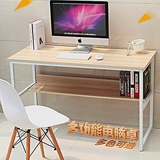 电脑桌台式家用笔记本桌简约现代书桌书架组合创意钢木学生学习桌