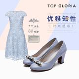 topgloria/汤普葛罗2016春季新款女鞋 羊皮蝴蝶结高跟单鞋501480H