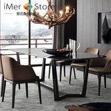 北欧大理石餐桌 现代简约小户型长方形实木餐桌椅组合6人创意定制