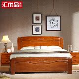 实木床1.8米简约中式双人床1.5m卧室婚床储物高箱床实木家具大床