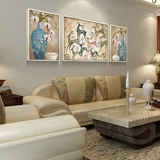 欧式沙发背景墙画现代装饰画有框客厅组合壁画挂画三联画发财鹿