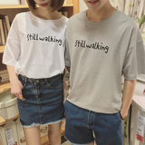 新款夏季韩版宽松短袖T恤男女五分袖短款体恤衫上衣服情侣装夏装