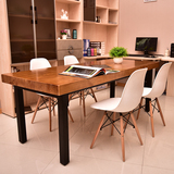 简约现代铁艺实木书桌办公桌LOFT会议桌电脑桌写字台桌子台式