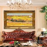 名画梵高手绘油画印象梵高画丰收欧式客厅酒店会所壁炉玄关装饰画