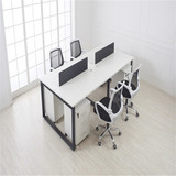 上海办公家具厂家直销两人新款员工板式四人办公桌黑白六人位桌椅