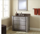 出口澳洲地中海灰色木纹美式落地浴室柜洗手柜原木色卫浴柜含镜