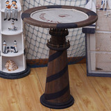 特价地中海风格复古做旧实木灯塔圆形茶几角几美式圆桌子
