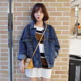韩国2016早春新款大码牛仔外套韩版蝙蝠宽松长袖短款女装复古外套