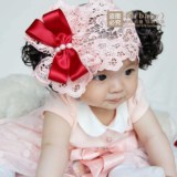 限量 韩版 婴儿童头饰 发带 女宝宝礼服配饰 拍照必备 酒红蝴蝶结