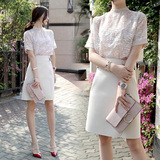 韩国代购2016夏季新款女装小香风两件套包臀裙套装夏装时尚潮名媛