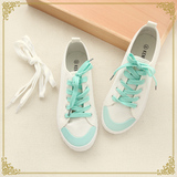 新款韩版蓝色系带帆布鞋女学生平跟小白鞋低帮休闲板鞋女布鞋球鞋