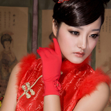 2015新款新娘手套女韩式婚纱手套短款冬季结婚礼服红色短手套保暖