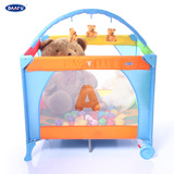 大阿福婴儿床宝宝游戏床bb床超大儿童床便携式可折叠带滚轮玩具架