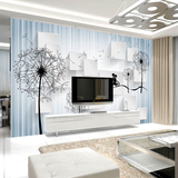 3D立体简约现代客厅电视背景墙纸卧室婚房温馨蒲公英壁纸大型壁画