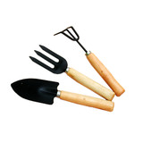 小铁铲 园艺工具3件套迷你小铲子耙子锹阳台蔬菜种植大号木柄铲子