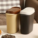 精品摇盖式桌上垃圾桶创意时尚长方形卫生桶有盖办公桌面垃圾桶