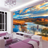 现代大型壁画3d立体 无纺布墙纸电视背景墙壁纸卧室客厅 田野风景