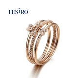 TESIRO通灵珠宝 自然物语系列心心相印款18K 钻石戒指女款钻戒