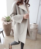 2015秋冬新款韩版宽松大口袋毛呢外套中长款女装茧型显瘦毛呢大衣