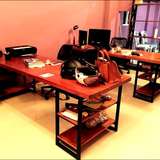 美式乡村实木电脑桌原木简易书桌复古办公桌写字台家用工作台组装