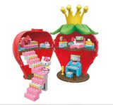 儿童益智HelloKitty上链音乐盒积木凯蒂茶壶农场草莓城堡女孩玩具