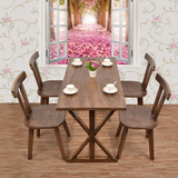 地中海餐厅饭店餐桌原木长方形 复古酒吧咖啡厅实木桌椅组合套装