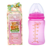 咪呢小熊奶瓶M6825宽口新生婴儿感温变色硅胶防护玻璃奶瓶180ML