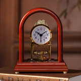 高档欧式实木客厅座钟 静音创意透视石英钟表 中式台钟 桌面时钟