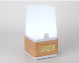 木头LED钟台灯创意静音带台灯带温度带定时功能新款家居装饰品
