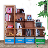 楠竹组合书柜实木儿童书架储物柜简易实木玩具收纳柜子置物架