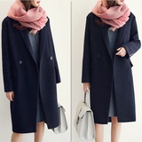 2015冬装新款简约韩版羊毛呢外套女夹棉加厚茧型羊绒呢子长款大衣