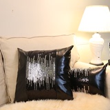 欧式美式新古典样板房 时尚黑色亮片软皮沙发靠垫抱枕床上靠枕