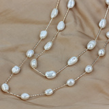 觅宝秋季新款 天然异形珍珠毛衣链 长款大珍珠多层项链 实惠款