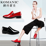 柯玛妮克/Komanic 新款潮流漆皮尖头女鞋子 皮带扣粗跟单鞋K55733