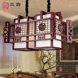 三宜仿古中式灯 长方形实木浮雕工艺餐厅茶楼古典中式吊灯