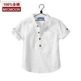 2016新款夏季男童短袖T恤韩版童装纯棉中大童儿童纯白色半袖衬衫
