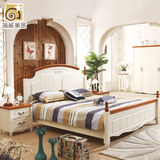 美式乡村地中海实木床双人床白色简约田园橡木床婚床1.8米大床