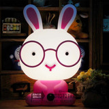 温馨萌兔插电小夜灯 创意戴眼镜兔子台灯 情人节礼品卧室床头夜灯