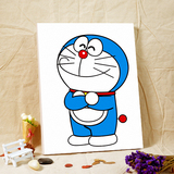 自油自画diy数字油画手绘卧室书房儿童房机器猫装饰卡通画叮当猫