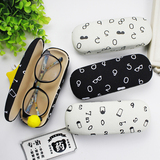 原创日韩简约创意黑白数字眼镜盒 时尚近视帆布眼镜盒框架眼睛盒