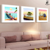 云图 阳光海滩 风景装饰画客厅现代简约卧室背景墙画挂画有框画