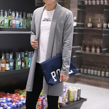 2016新款韩版修身男士中长款针织衫青少年开衫大码毛衣时尚外套男