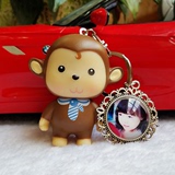 钥匙扣可爱韩国汽车挂件照片情侣小猴子大圣链女创意男士挂饰定制