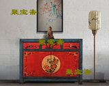 新中式家具古典鞋柜手绘实木门厅玄关柜仿古餐边柜彩绘角柜墙边柜
