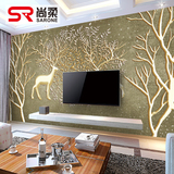 欧式无纺布壁纸客厅电视背景墙纸大型壁画 麋鹿 3D立体无缝墙布