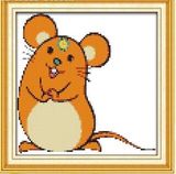 最新款精准印花初学者简单十字绣十二生肖可爱的小老鼠31×30