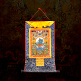 天竺文化 佛教用品二十一度母佛像挂画唐卡画 西藏装饰画蓝长40cm