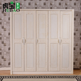 现代中式全实木衣柜白色开放漆榆木四门五门储物衣柜衣橱卧室家具