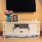 韩式田园白色雕花 客厅1.2米电视柜 视听柜 卧室地柜实木边柜