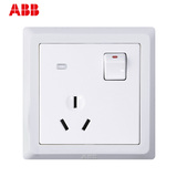 ABB开关插座面板ABB开关插座德逸一开10A三孔带LED灯插座AE233